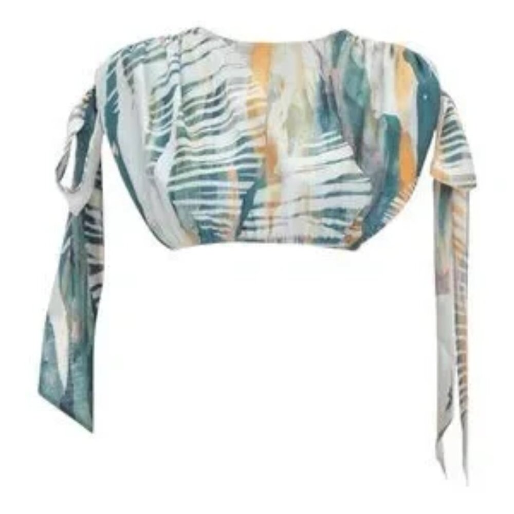 ANDREA IYAMAH HALIMA ABSTRACT BARK CROPPED TOP NWT, Size L - Picture 4 of 17